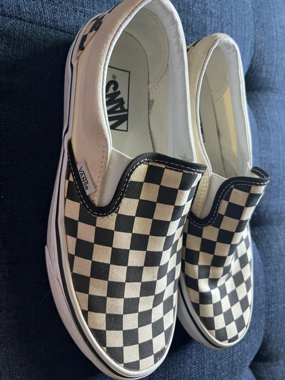 Vans Slip-On Checkerboard Shoes. Black & White. Women’s 9 - Picture 2 of 6